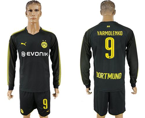 Dortmund #9 Yarmolenko Away Long Sleeves Soccer Club Jersey - Click Image to Close